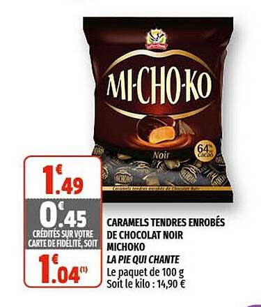 caramels tendres enrobés de chocolat noir michoko la pie qui chante