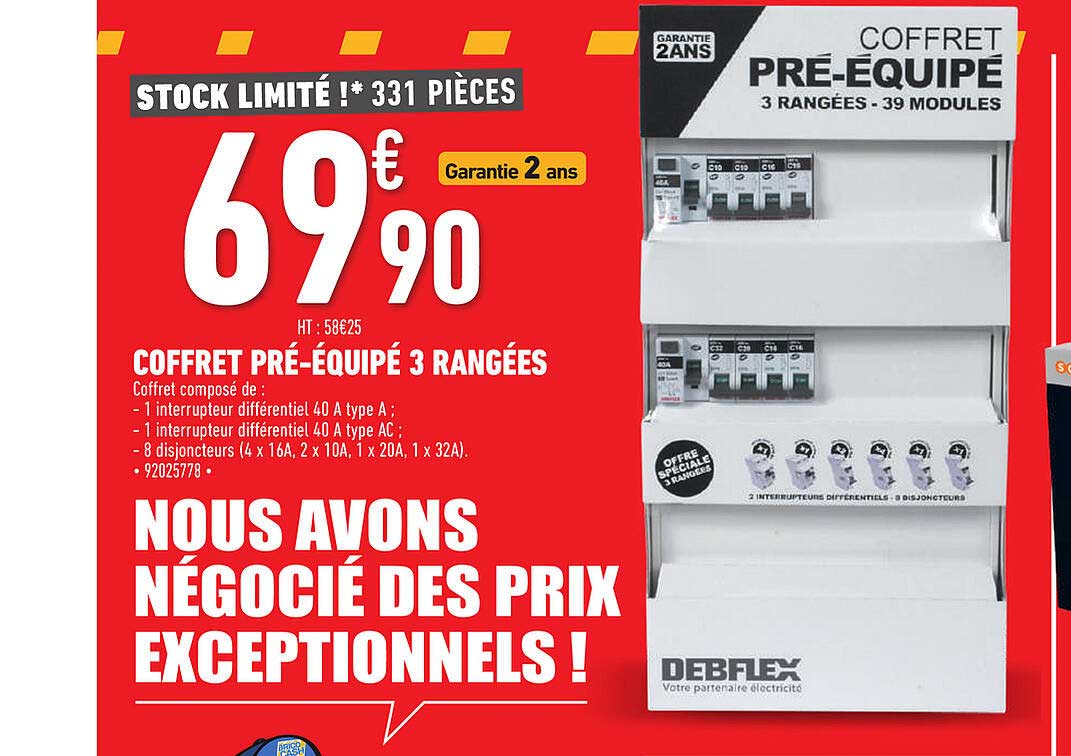 coffret pré-équipé 3 rangées
