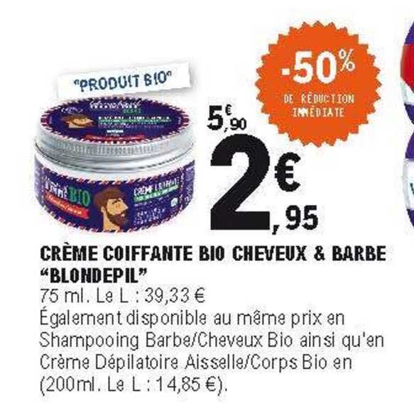 crème coiffante bio cheveux & barbe "blondepil"