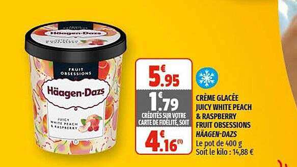 crème glacée juicy white peach & raspberry fruit obsessions häagen-dazs