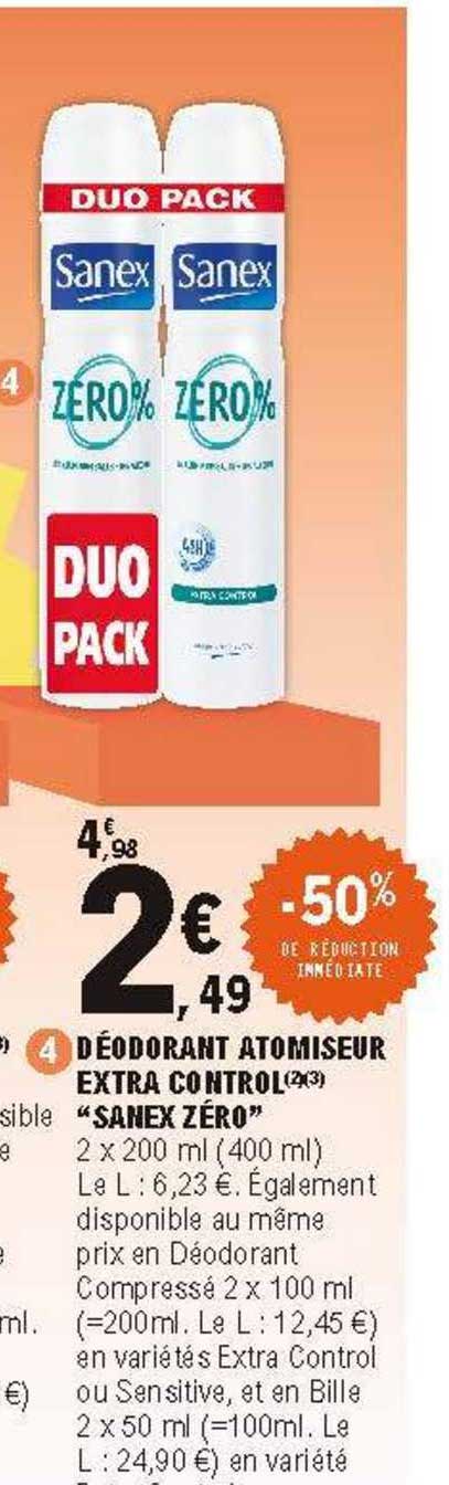 déodorant atomiseur extra control "sanex zéro"