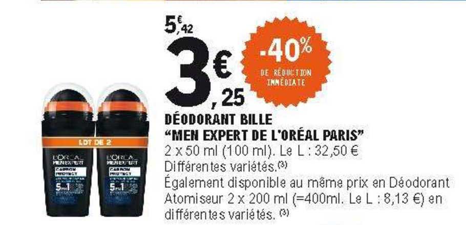 Déodorant Bille "men Expert De L'oréal Paris"