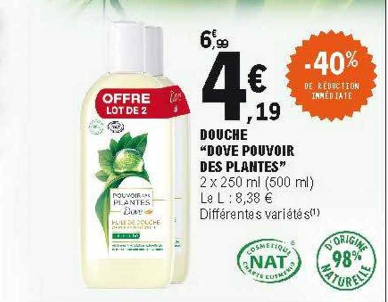 douche "dove pouvoir des plantes"