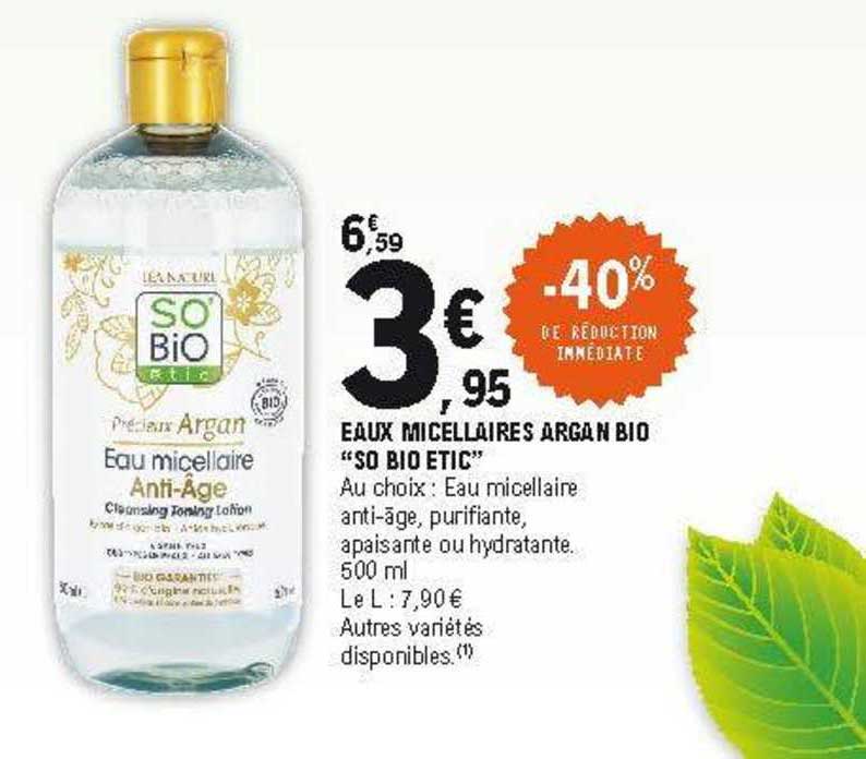 eaux micellaires argan bio "so bio étic"