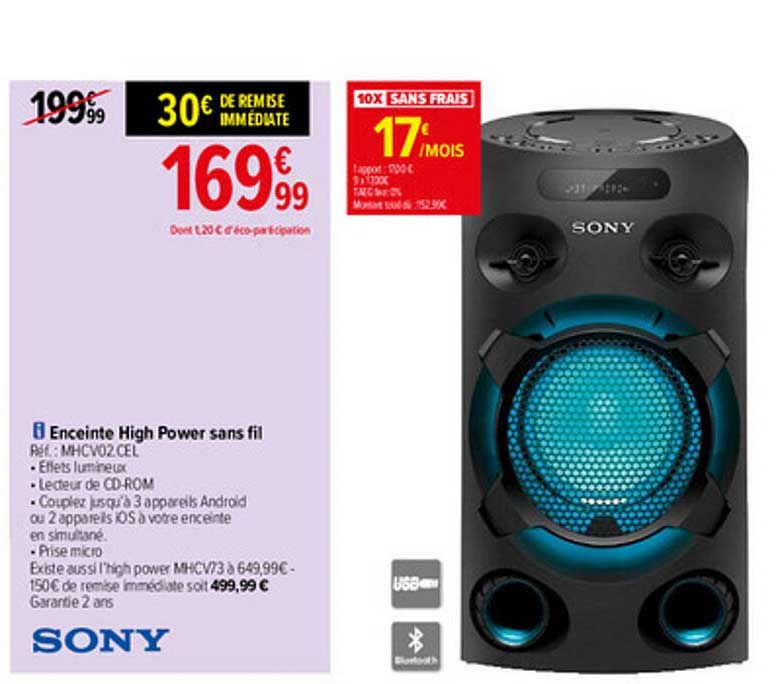 enceinte high power sans fil sony