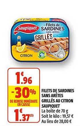 filets de sardines sans arêtes grillés au citron saupiquet