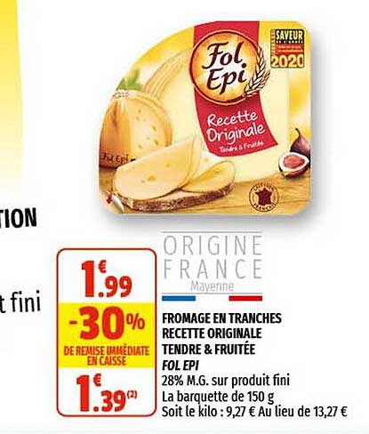 Fromage En Tranches Recette Originale Tendre & Fruitée Fol épi