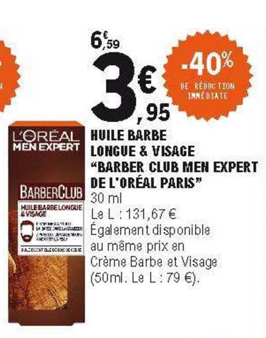 huile barbe longue & visage "barber club men expert de l'oréal paris"
