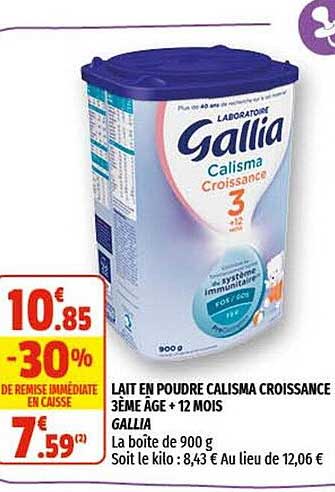 lait en poudre calisma croissance 3ème âge + 12 mois gallia