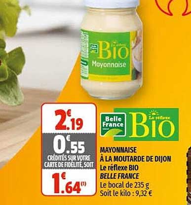 mayonnaise à la moutarde de dijon le réflexe bio belle france