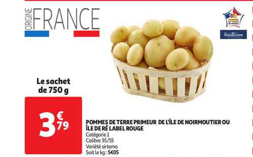 pommes de terre primeur de l'île de noirmoutier ou île de ré label rouge