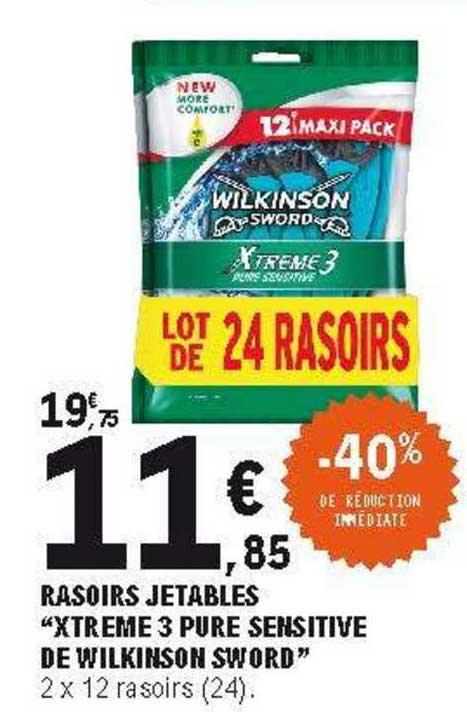 rasoirs jetables "xtreme 3 pure sensitive de wilkinson sword"