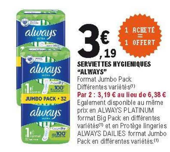 serviettes hygiéniques "always"