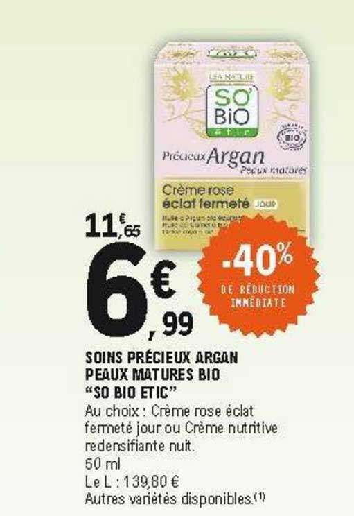soins précieux argan peaux matures bio "so bio étic"