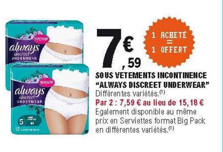 Sous Vêtements Incontinence "always Discreet Underwear"