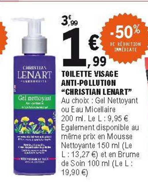toilette visage anti-pollution "christian lenart"