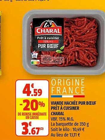 viande hachée pur bœuf prêt à cuisiner charal