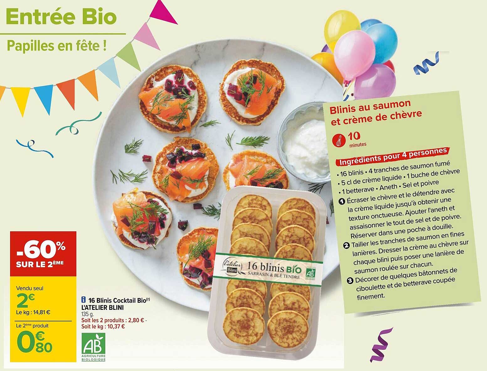 16 blinis cocktail bio l'atelier blini -60% sur le 2ème