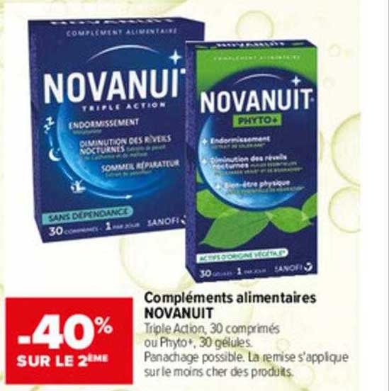 compléments alimentaires novanuit -40% sur le 2eme