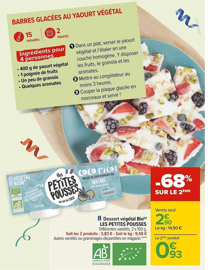 dessert végétal bio les petites pousses -68% sur le 2ème