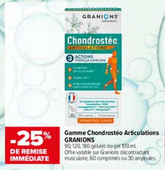 gamme chondrostéo articulations granions -25% de remise immédiate