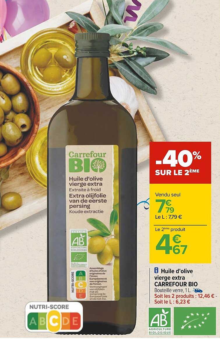 Huile D'olive Vierge Extra Carrefour Bio -40% Sur Le 2ème