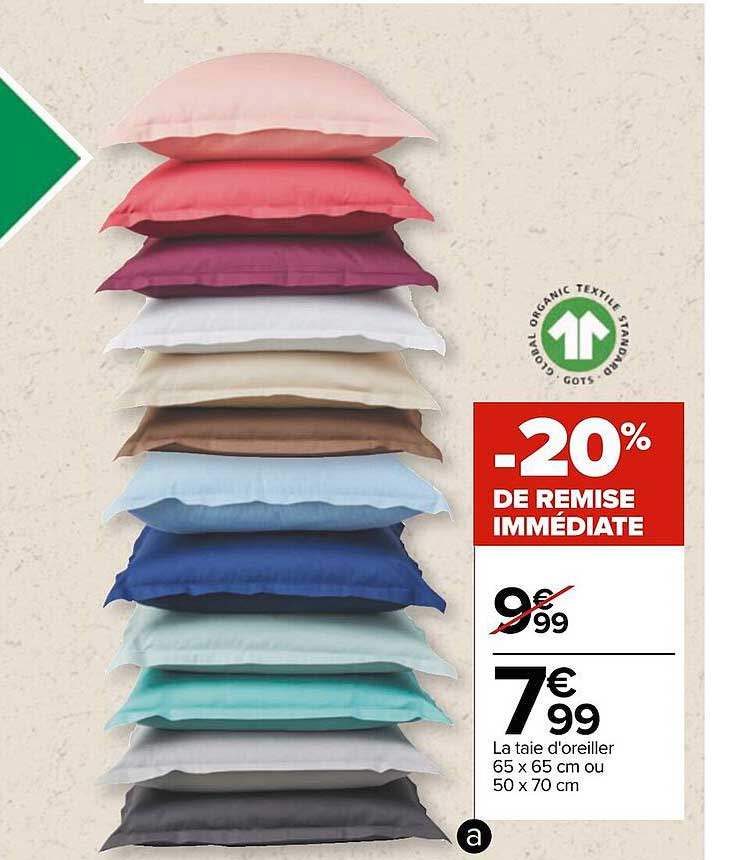 la taille d'oreiller -20% de remise immédiate