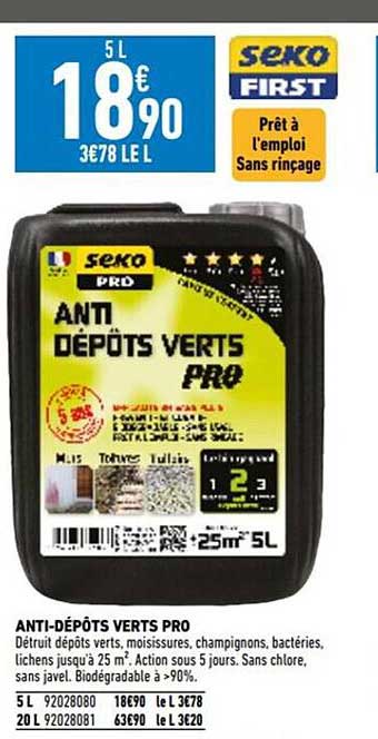 anti-dépôts verts pro seko pro