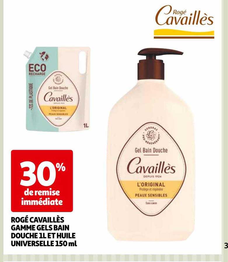 rogé cavaillès gamme gels bain douche 1l et huile universelle 150ml