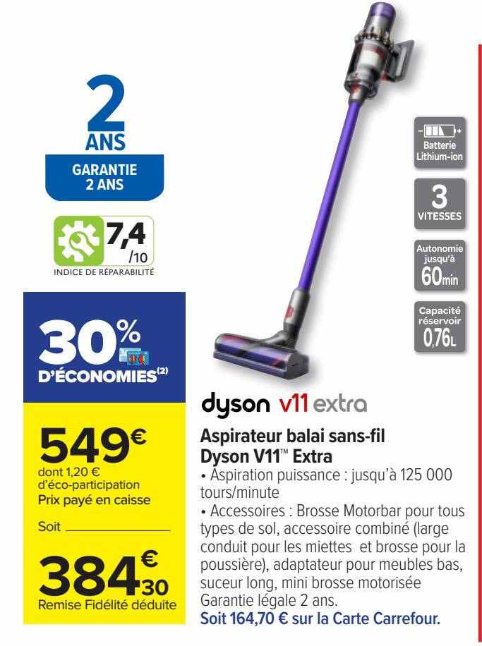 aspirateur balai sans-fil dyson v11 extra