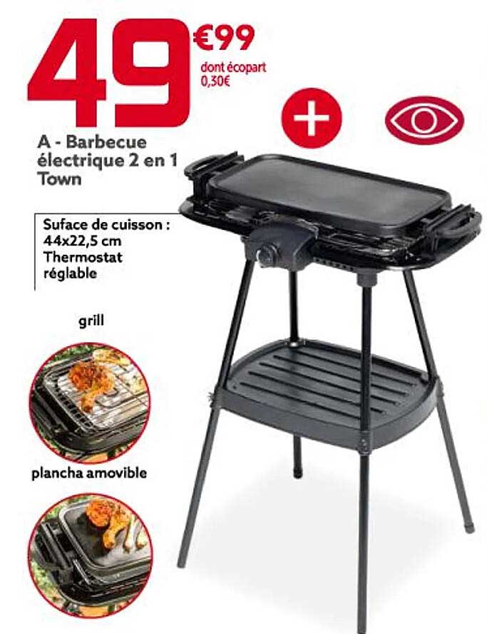 barbecue électrique 2 en 1 town
