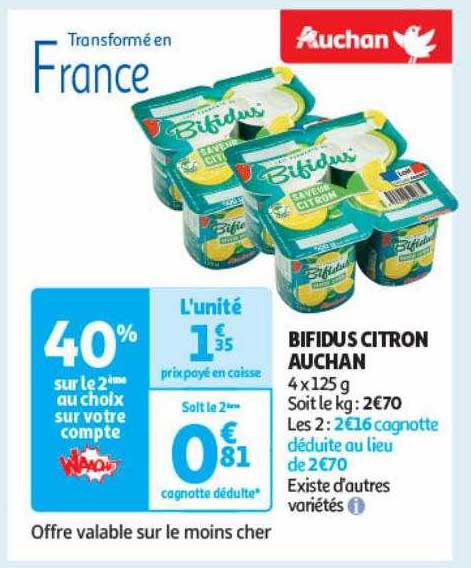 Bifidus Citron Auchan
