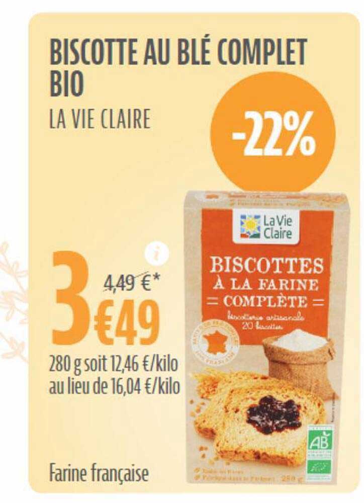 Biscotte Au Blé Complet Bio La Vie Claire