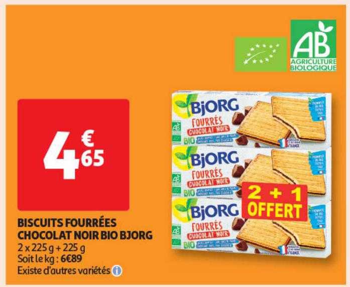 biscuits fourrées chocolat noir bioi bjorg