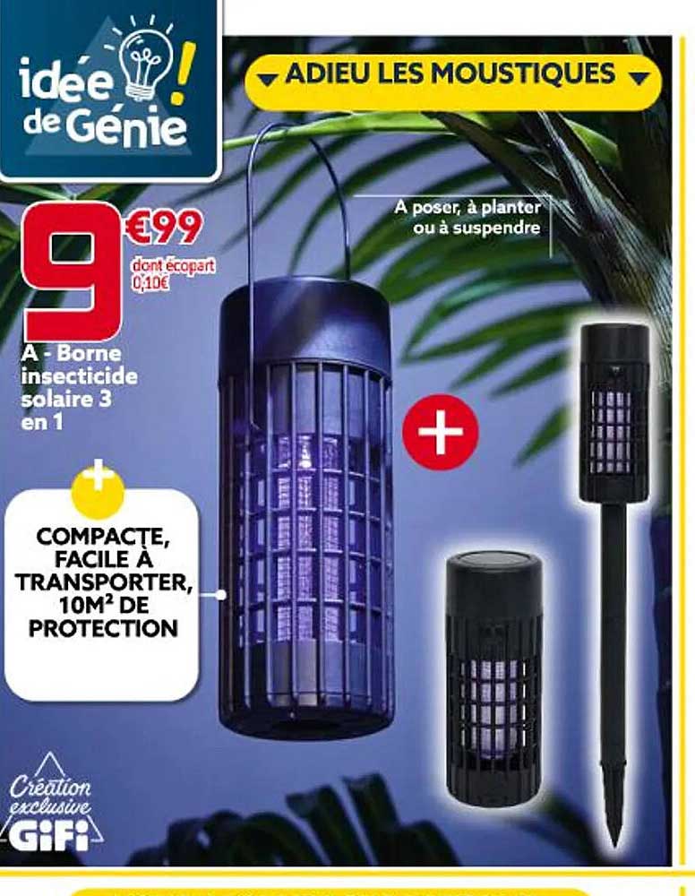 Borne Insecticide Solaire 3 En 1