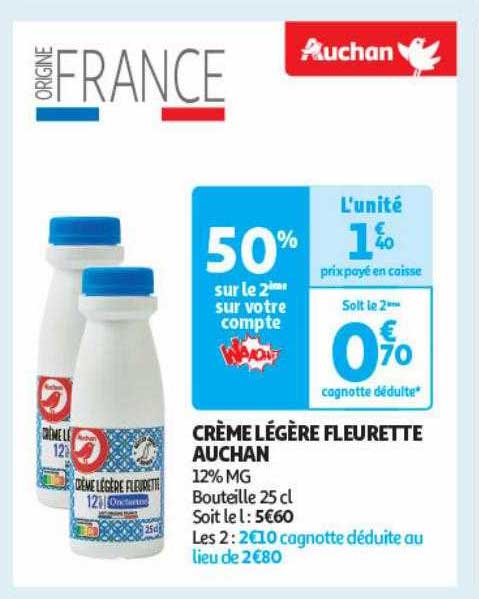 Crème Légère Fleurette Auchan