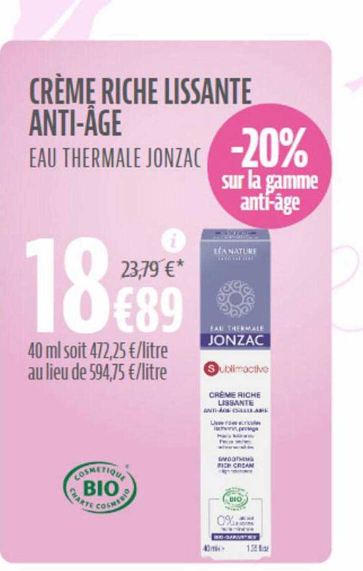 crème riche lissante anti-âge eau thermale jonzac