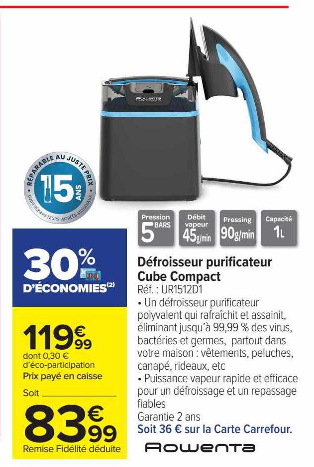 Défroisseur Purificateur Cube Compact Rowenta