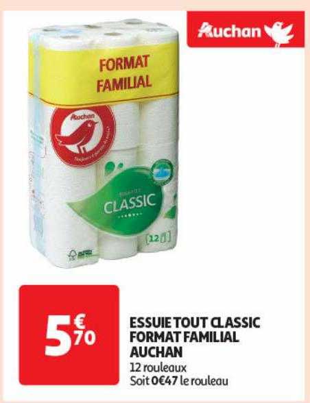 essuie tout classic format familial auchan