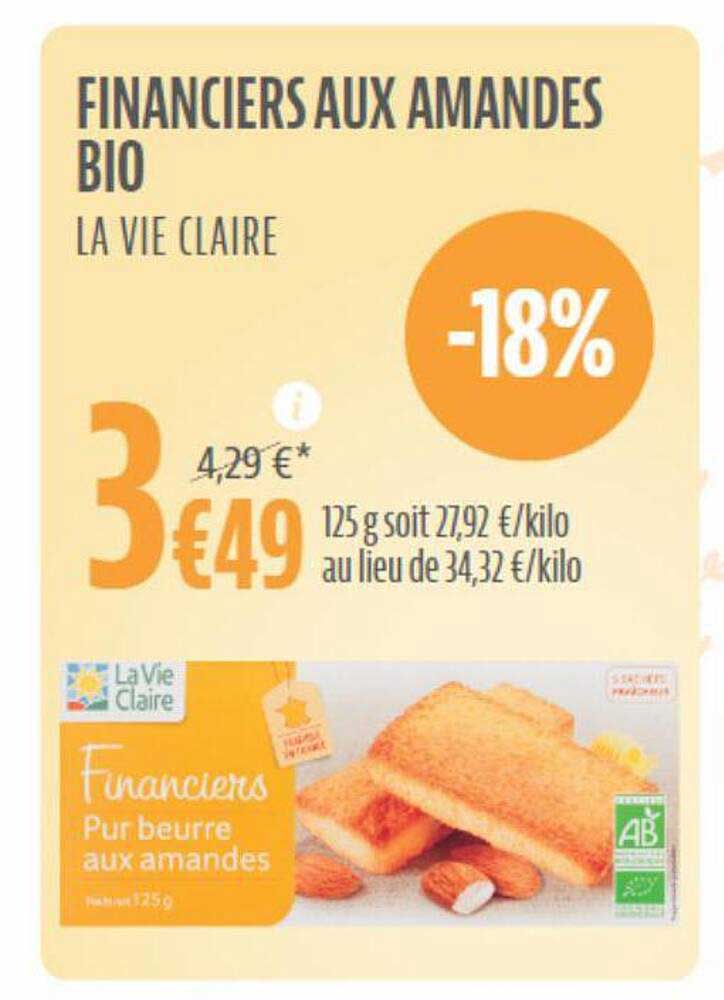 Financiers Aux Amandes Bio La Vie Claire