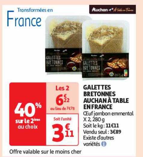Galettes Bretonnes Auchan à Table En France