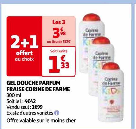 gel douche parfum fraise corine de farme