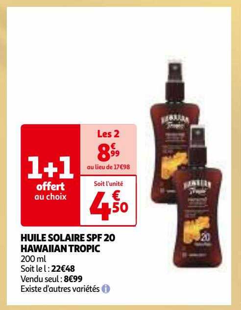 huile solaire spf 20 hawaiian tropic
