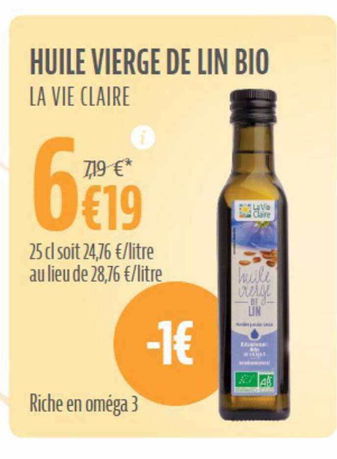Huile Vierge De Lin Bio La Vie Claire