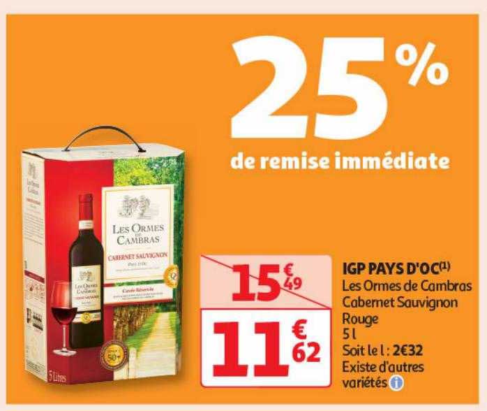 igp pays d'oc les ormes de cambras cabernet sauvignon rouge
