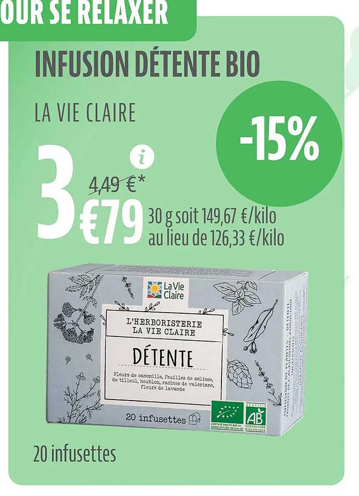 infusion détente bio la vie claire