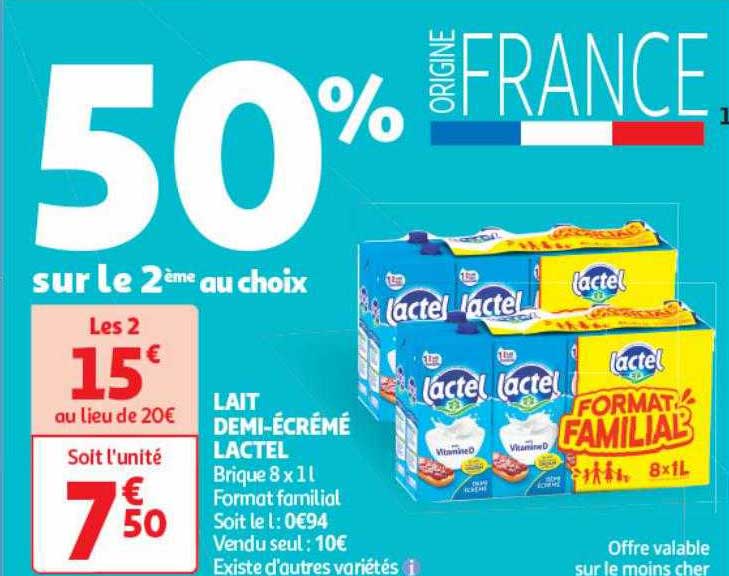 lait demi-écrémé lactel