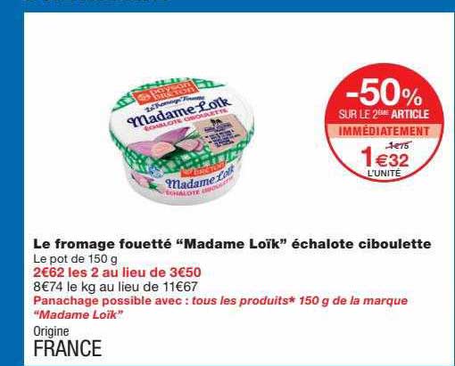 le fromage fouetté "madame loïk" échalote ciboulette