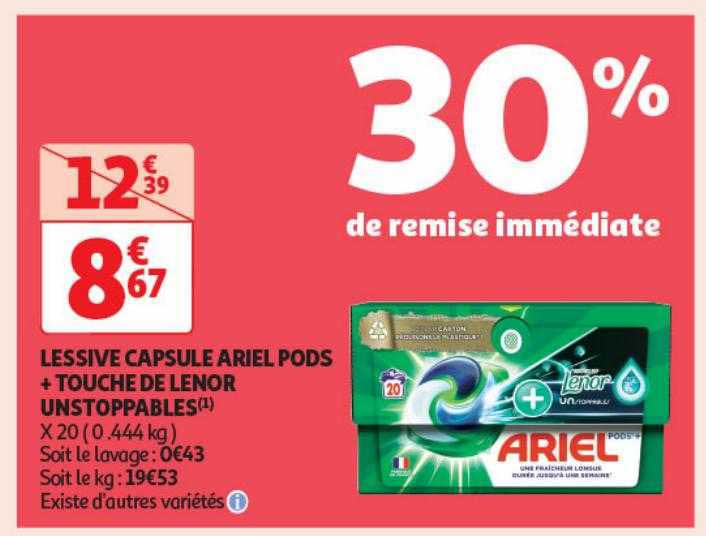 Lessive Capsule Ariel Pods + Touche De Lenor Unstoppables