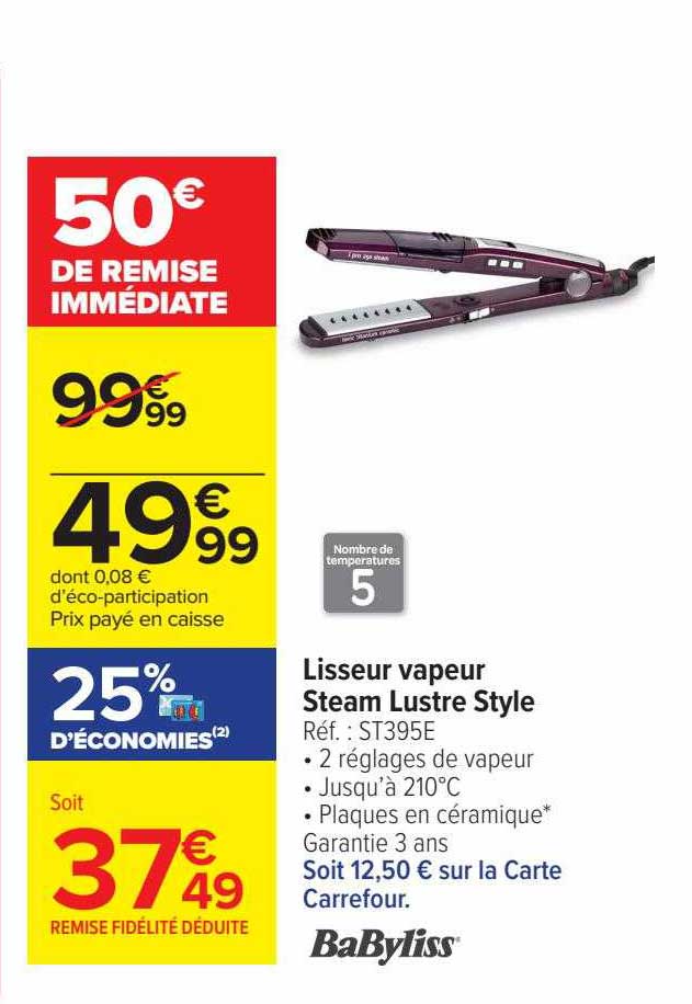 lisseur vapeur steam lustre style babyliss